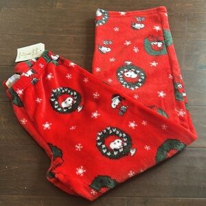 Munki Munki Womens Snoopy Pajama Pants New Red Christmas Wreath